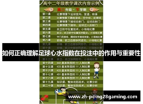 如何正确理解足球心水指数在投注中的作用与重要性